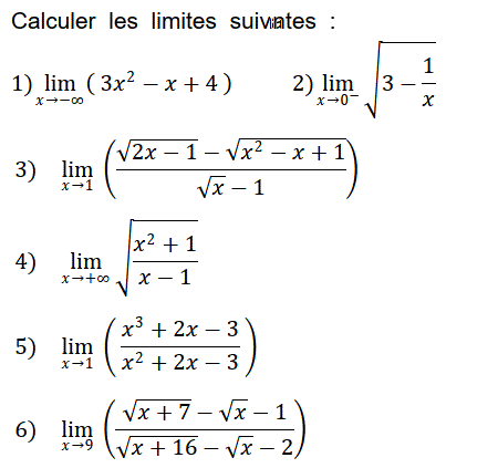 exercice Calculs de limites (image1)