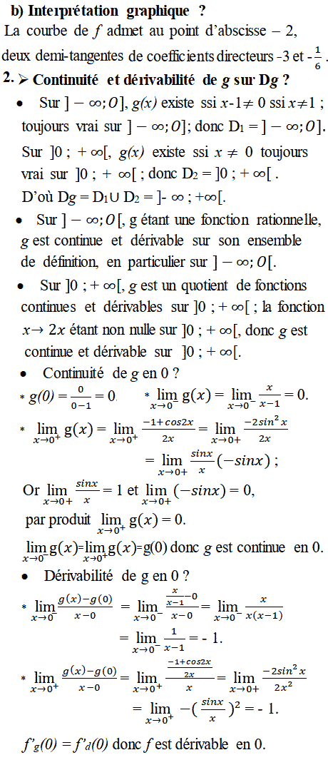 solution Continuité et dérivabilité en un point (image2)