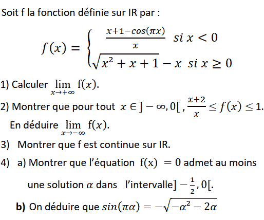exercice Th. des valeurs intermédiaires et limite et ordre (image1)