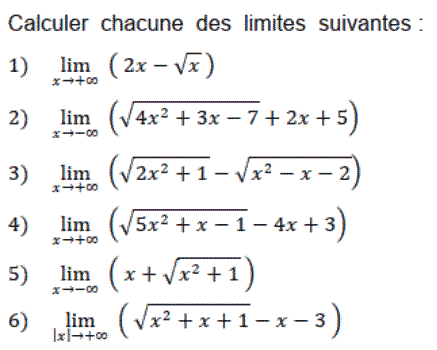 exercice Calculs de limites (image1)