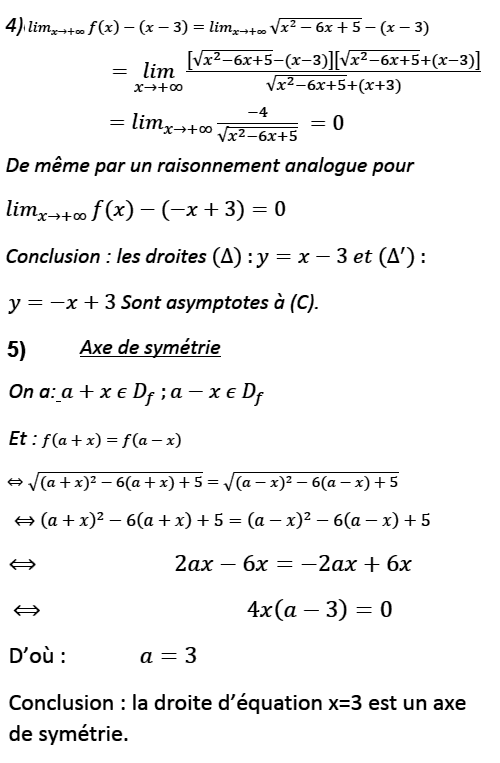 solution Variations , asymptotes et axe de symétrie (image3)