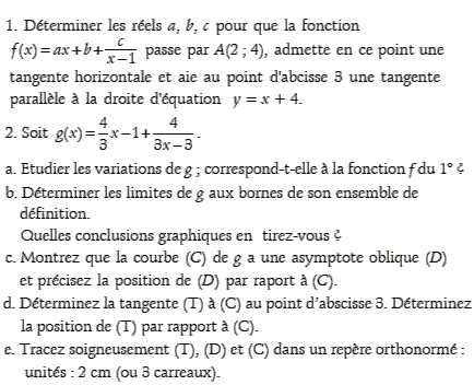 exercice Laroche.Lycee.free.fr - fonction rationnelle(2) (image1)