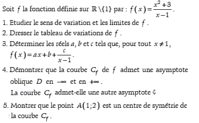 exercice Laroche.Lycee.free.fr - Fonction rationnelle (4) (image1)