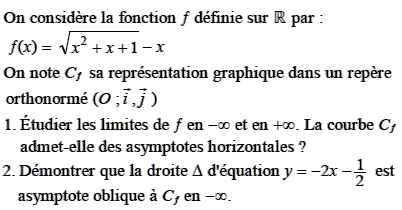 exercice Limite et asymptotes (image1)