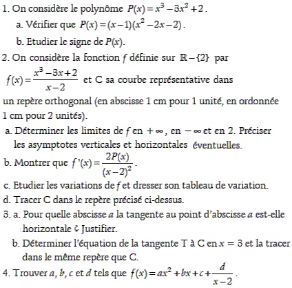 exercice Laroche.Lycee.free.fr - Fonction rationnelle (3) (image1)