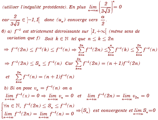 solution Etude d'une fonction, fonction réciproque et suite (image5)