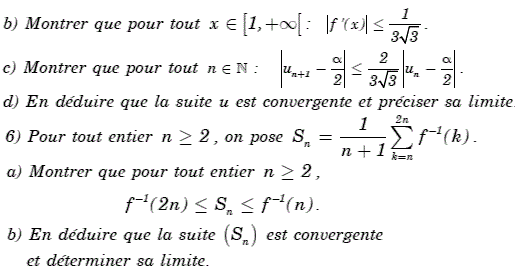 exercice Etude d'une fonction, fonction réciproque et suite (image2)