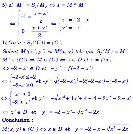 solution Etude d'une fonction et symétrique d'une courbe (image5)