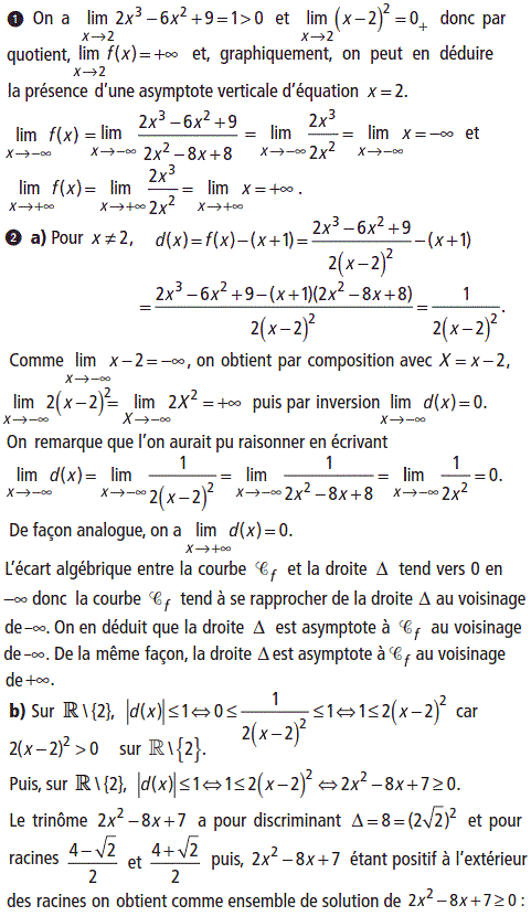 solution Etude d'une fonction rationnelle (image1)