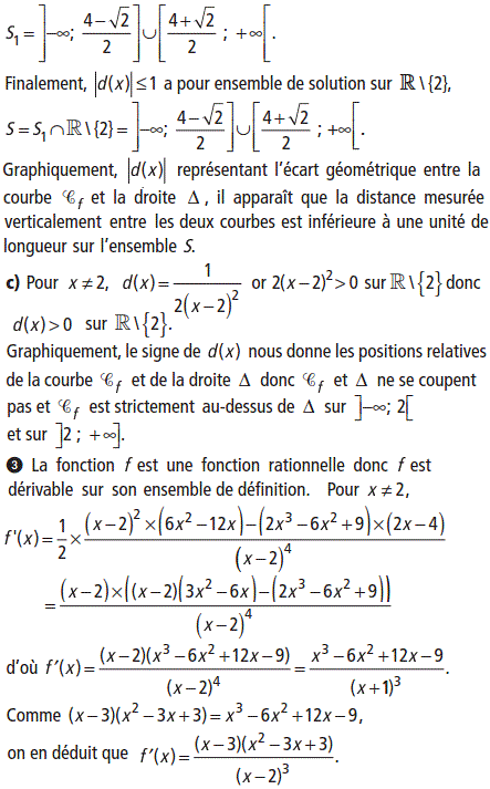solution Etude d'une fonction rationnelle (image2)