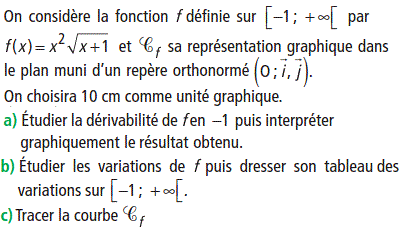 exercice Etude d'une fonction (image1)