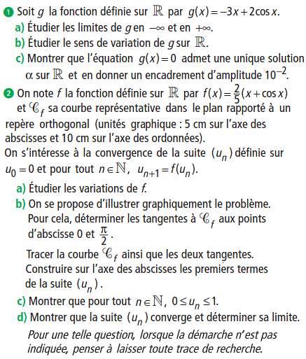 exercice Etude d'une fonction et suite réelle (image1)