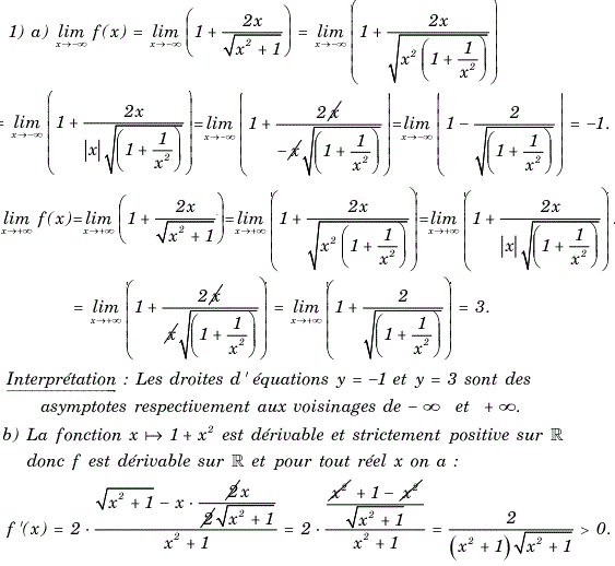 solution Etude d'une fonction, fonction réciproque et suite (image1)