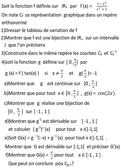 exercice Etude de fonction, fonction composée et fonction réciproque (image1)