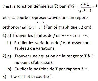 exercice Etude d'une fonction (image1)