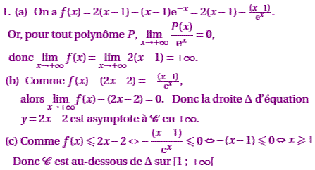 solution Amérique du nord juin 2005 TS - Etude de fonction (image1)