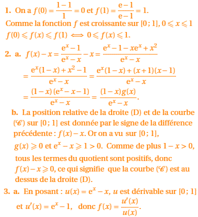 solution Amerique du nord bac S 2011 - Etude d'une fonction (image2)