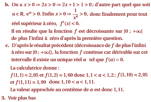 solution Etude d'une fonction et suite d'integrales (image2)