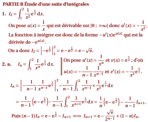 solution Etude d'une fonction et suite d'integrales (image3)
