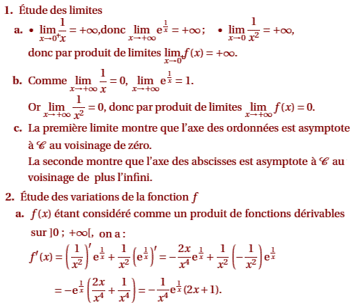 solution Etude d'une fonction et suite d'integrales (image1)