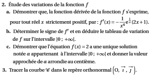 exercice Etude d'une fonction et suite d'integrales (image2)