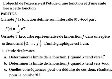 exercice Etude d'une fonction et suite d'integrales (image1)
