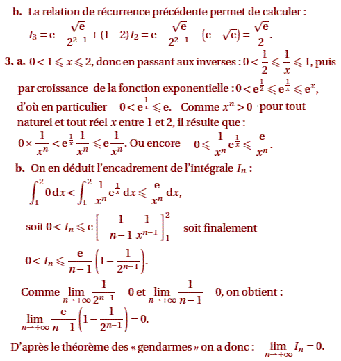 solution Etude d'une fonction et suite d'integrales (image4)