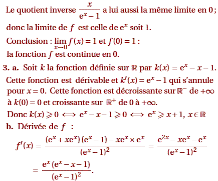 solution Bac S La Réunion juin 2007 - Etude de fonction (image2)