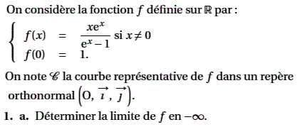 exercice Bac S La Réunion juin 2007 - Etude de fonction (image1)