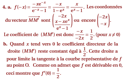 solution Bac S La Réunion juin 2007 - Etude de fonction (image4)