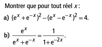 exercice Calculs faisant intervenir la fonction exponentiel (image1)