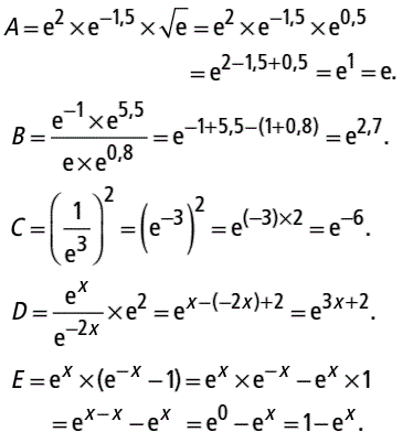 solution Calculs faisant intervenir la fonction exponentiel (image1)