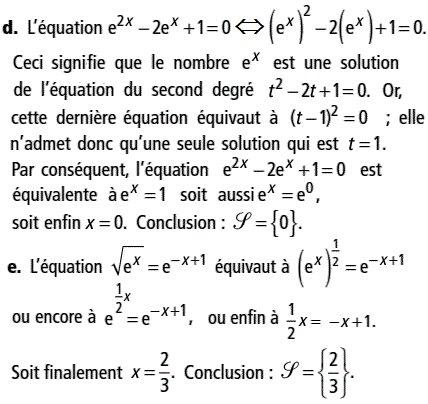 solution Equations faisant intervenir la fonction exponenti (image2)