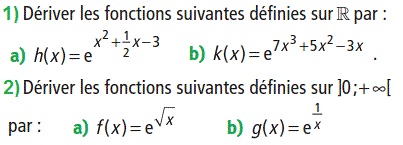 exercice Calculs de dérivées  (image1)