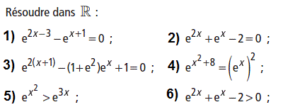 exercice Equations faisant intervenir la fonction exponenti (image1)