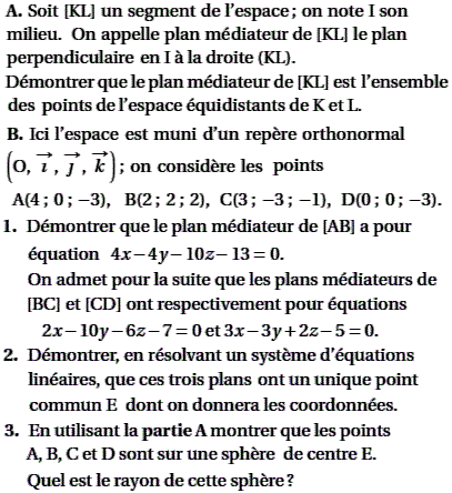 exercice Antilles Juin 2005 TS - Plan mediateur (image1)