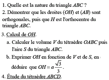 exercice Produit scalaire dans l'espace (image2)