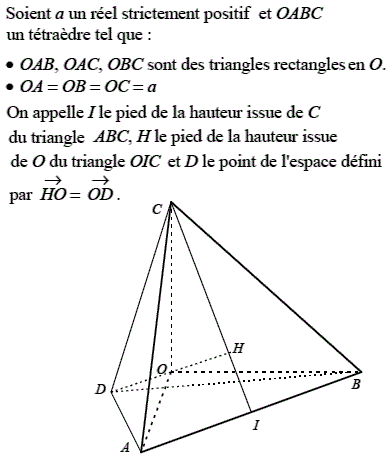 exercice Produit scalaire dans l'espace (image1)