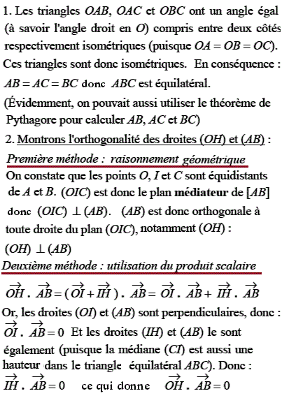 solution Produit scalaire dans l'espace (image1)