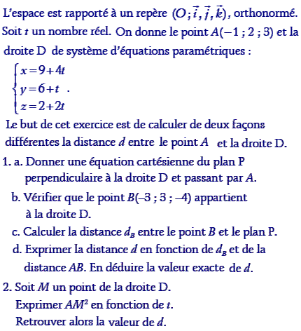 exercice Distance d'un point à une droite (image1)