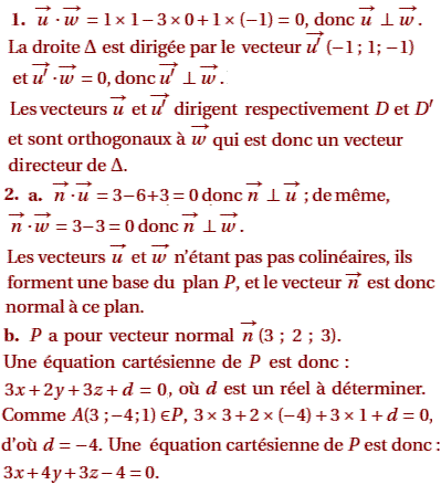 solution Produit scalaire - Bac S Antilles Guyane juin 2011 (image1)