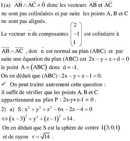 solution Bac Tunisien 4ème Math Session de controle 2011 (image1)