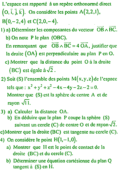 exercice Bac Tunisien 4ème Sc. Expérimentales Session principale 2017 (image1)