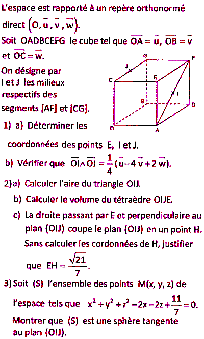 exercice Bac Tunisien 4ème Sc. ExpérimentaleSession de controle 2016 (image1)