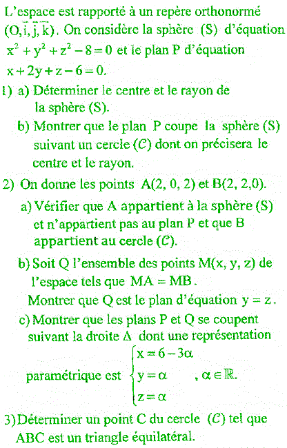 exercice Bac Tunisien 4ème Sc. ExpérimentaleSession principale 2014 (image1)