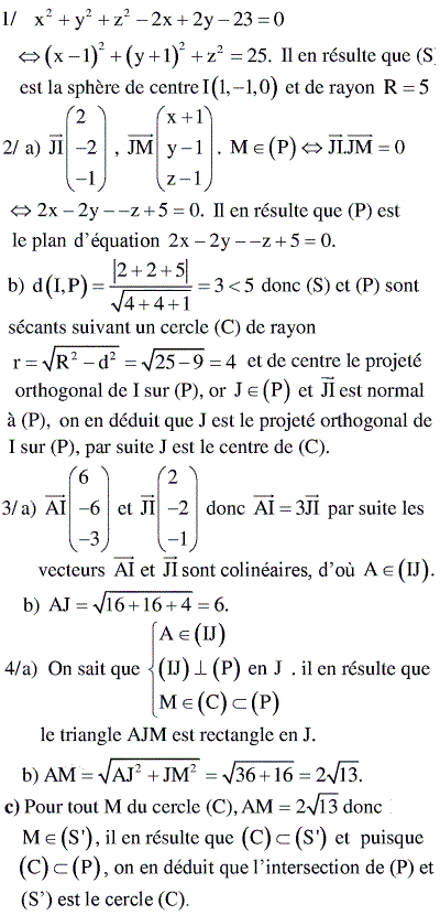 solution Bac Tunisien 4ème Sc. ExpérimentaleSession de controle 2015 (image1)