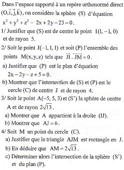 exercice Bac Tunisien 4ème Sc. ExpérimentaleSession de controle 2015 (image1)