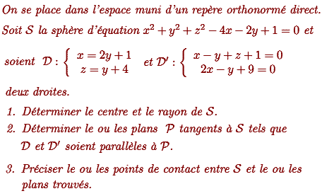 exercice Plan tangent à une sphère (image1)