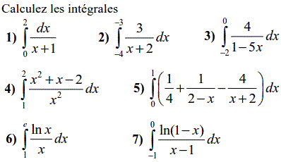 exercice Intégrales et fonction ln (image1)