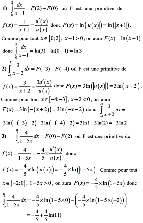 solution Intégrales et fonction ln (image1)